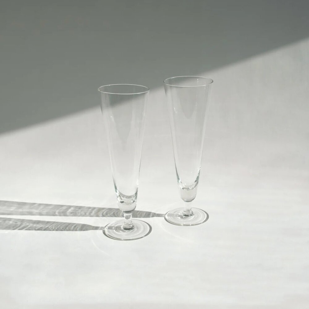 Clear Footed Pilsner Glasses - set of 2